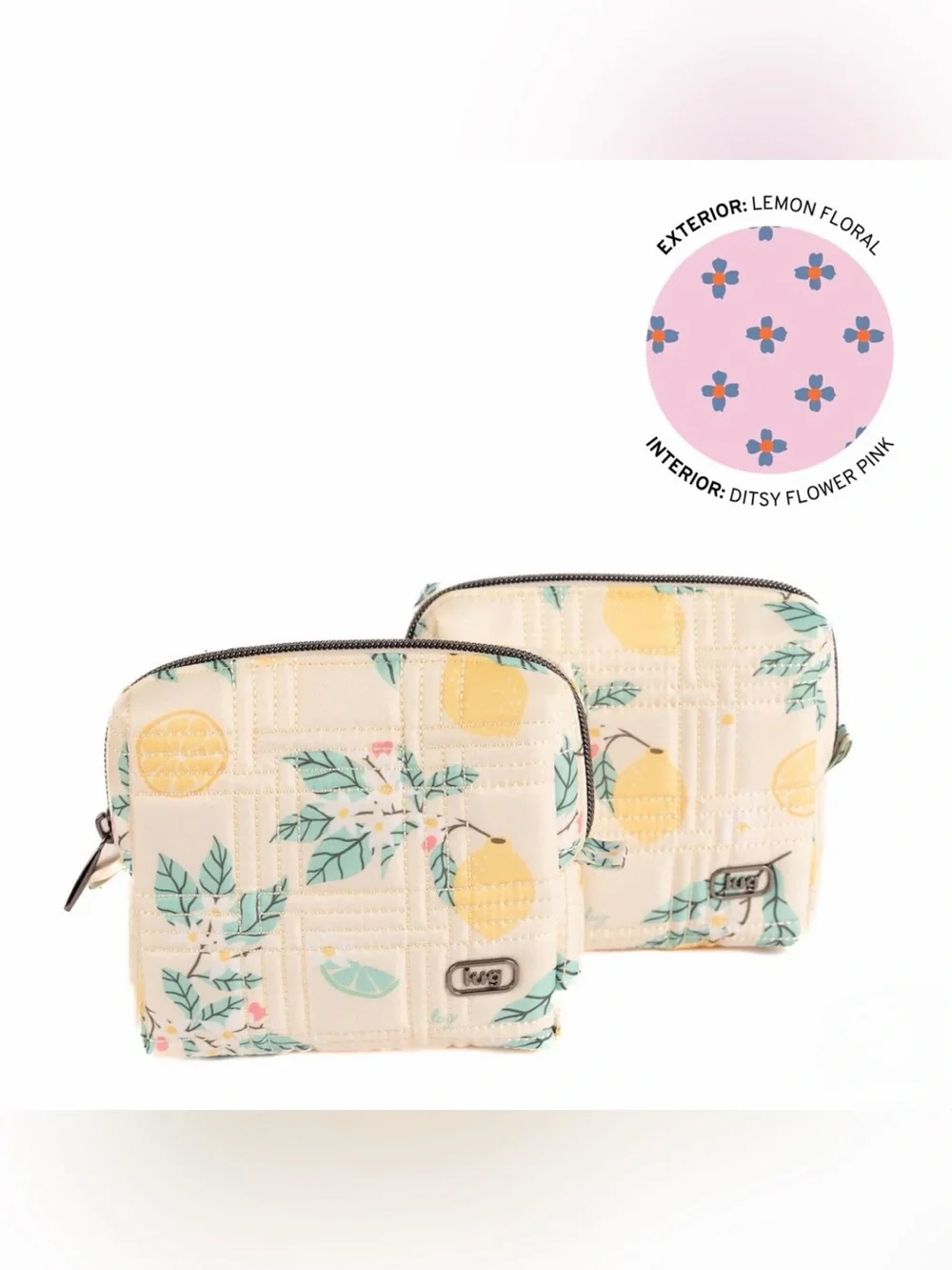 Lug Domino Clearview Storage Bag Pouch (2-piece set) – Lemon Floral Yellow Cream